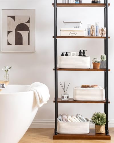 Small Woven Storage Basket for Organizing (Off White / 13.5"L x 9.5"W x 5"H)