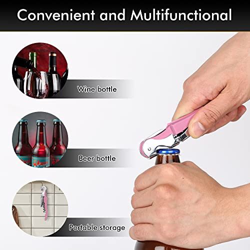 Professional Waiter Corkscrew Wine Openers Set (Pink 2 Packs)