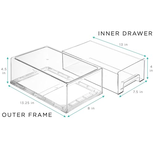 Clear Stackable Storage Drawers for Refrigerator (6 Pack / Medium)
