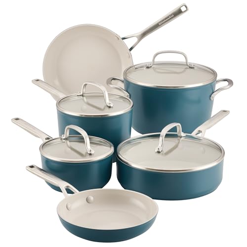 Hard Anodized Ceramic Induction Pots and Pans (Agave / 10 Piece Cookware Set)
