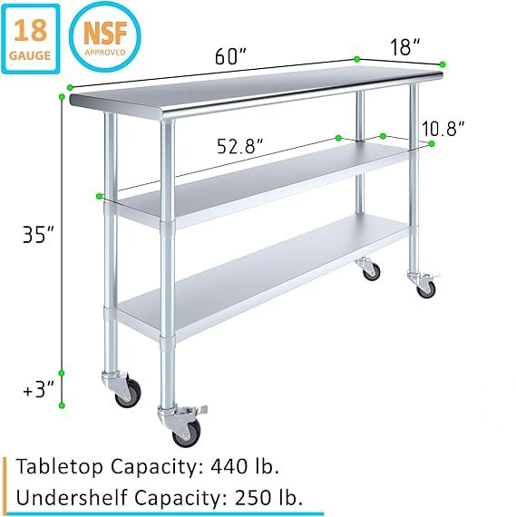60x18 Heavy Duty Work Table (60" Long x 18" Deep)