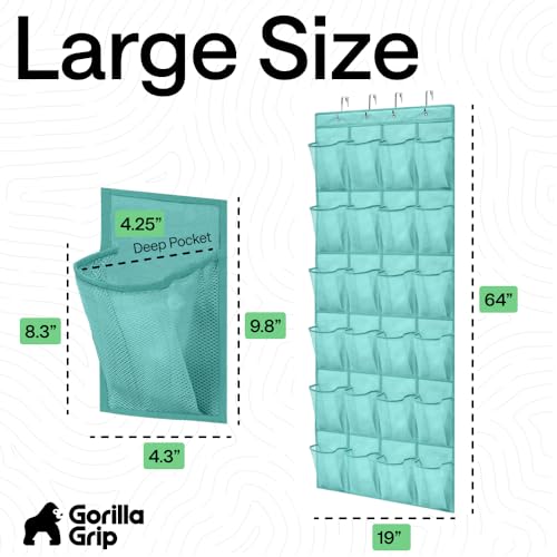 Over the Door Shoe Organizer (Turquoise / 24 Pockets/4 Hooks)