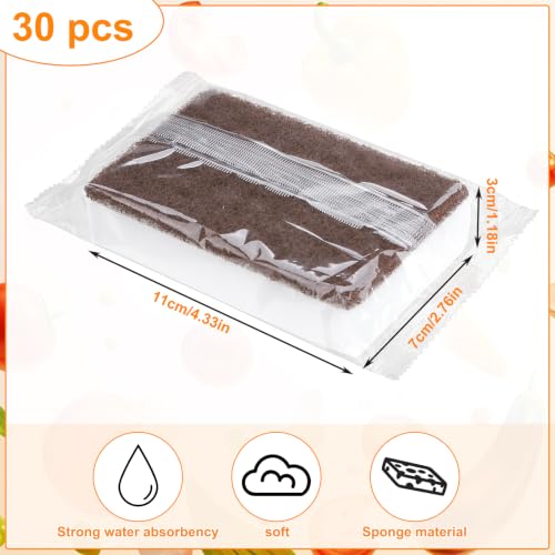 30 Pcs Individually Wrapped Sponges for Airbnb Apartment Brown (Brown)