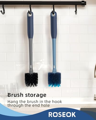 2 in 1 Bottle Brush with Straw Cleaner Brush (Grayish Blue / 2pcs)