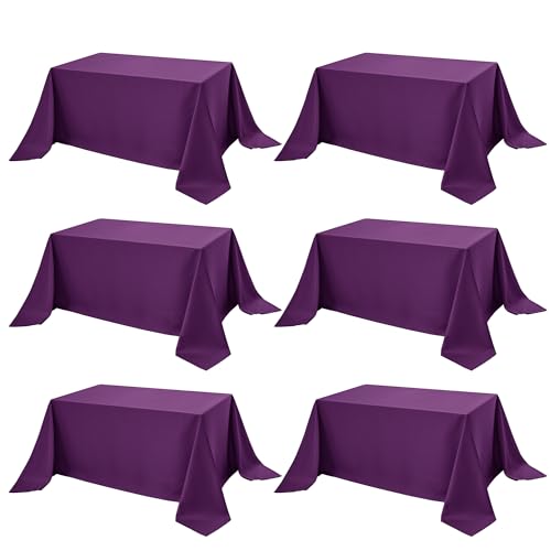 6 Pack Purple Tablecloths for Rectangle Tables (Purple / 90x156 In, 6 Pack)