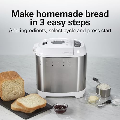 Digital Bread Maker Machine With Delay Start (White and Stainless Steel)