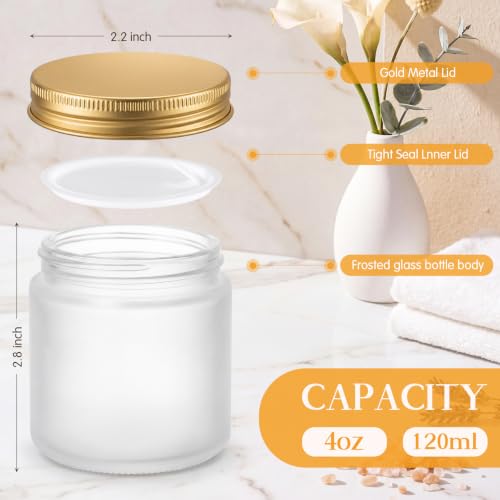 24 Pcs 4oz Glass Jars (Frosted,Gold / 4 oz)