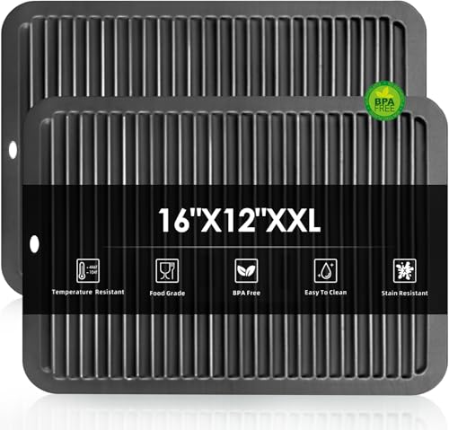 2 Pcs Silicone Trivets Black 16'' X 12'' Nonslip and Heat Resistant Hot Pads Trivets for Hot Pots and Pans Hot Pads for Kitchen (2 Count)