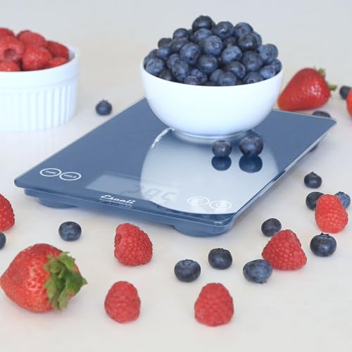 Arti Glass Food Scale Digital Countertop Kitchen (Blue Mirage / 9" x 6.5" x .75")
