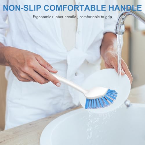 Dish Brush with Handle (Black-blue / 2 pack)