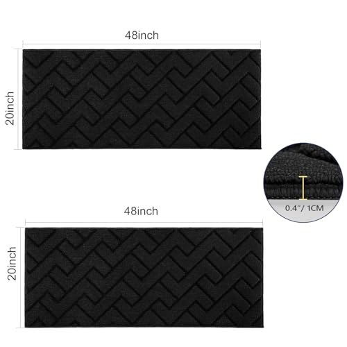 Kitchen Runner Rug (Black / 20"x48"+20"x48")