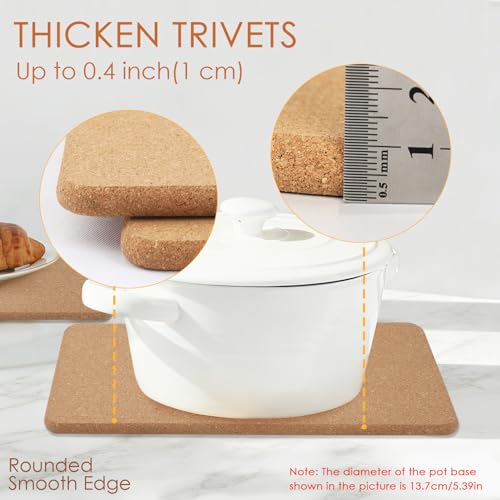 Cork Trivets for Hot Dishes Rectangle (09-12 Inch 4pcs Rectangular)