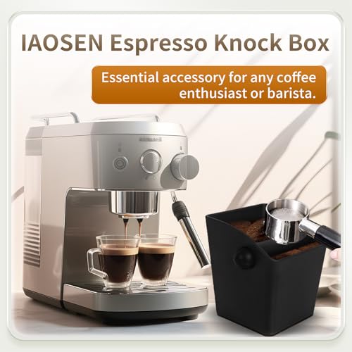 Knock Box Square High Sidewall Design Espresso Knock Box Tamping Mat Espresso Machine Accessories Set of 2 with Removable Knock Bar and Anti (2 Count)