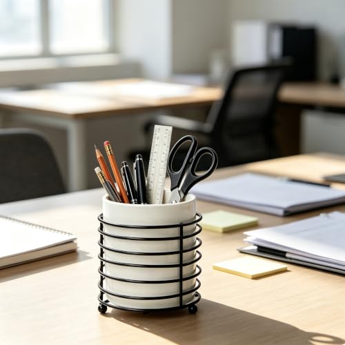 Durable Knife Fork Holder for Kitchen Countertop (L / White Black)