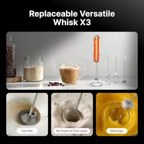 InstaWhisk Milk Frother with Variable Speed (Orange / Rechargeable)
