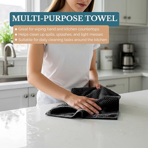 Kitchen Towel Set 8 Pc (Terry - Black / Kitchen Towel Set - 8 Pack)