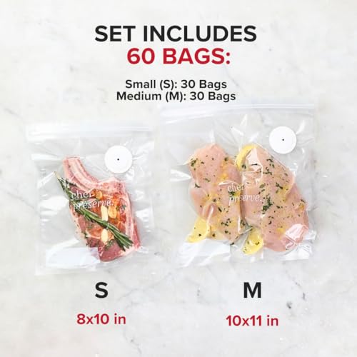 Reusable Vacuum Sealer Bags for Food (60 Count)