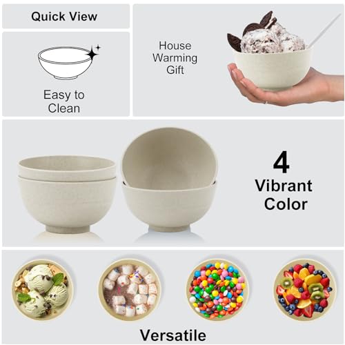 wheat straw dessert bowls 10oz set of 8 (10 oz / Beige)