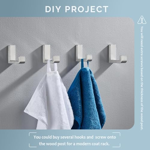Bathroom Towel Hooks (2 Pack / Brushed Nickel)