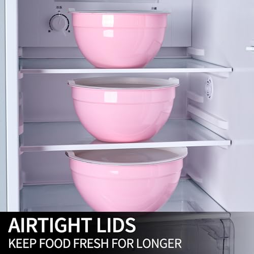 Pink Mixing Bowls with Lids Set of 7 (Pink / 7 Sizes)
