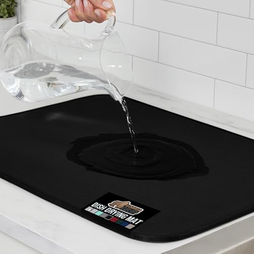 Ultra Absorbent Microfiber Dish Drying Mat (18" x 32" / Microfiber / Black)