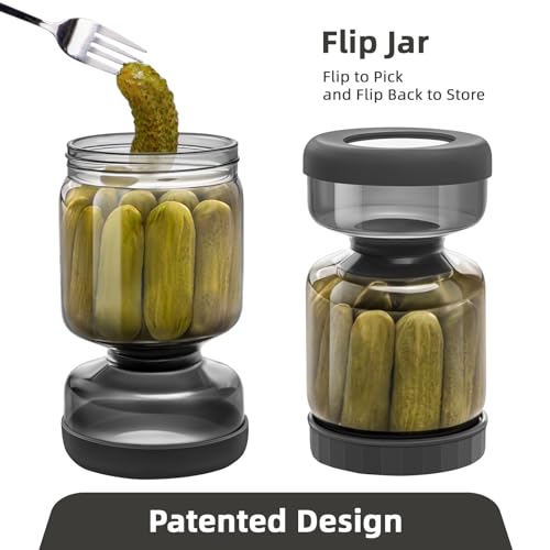 Pickle Jar with Strainer Flip (34oz Smoky Grey Pickle jar)
