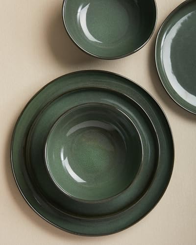 Stoneware Dinnerware Sets for 8 (Forest Green / Set (24pcs))