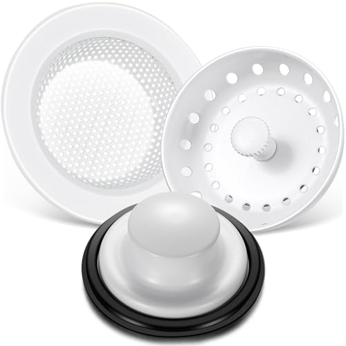 3 Pcs Sink Plug Stopper Disposal Drain Strainer (Porcelain White)