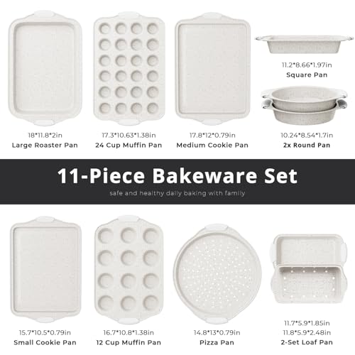 11 Piece Kitchen Nonstick Stackable Bakeware Set