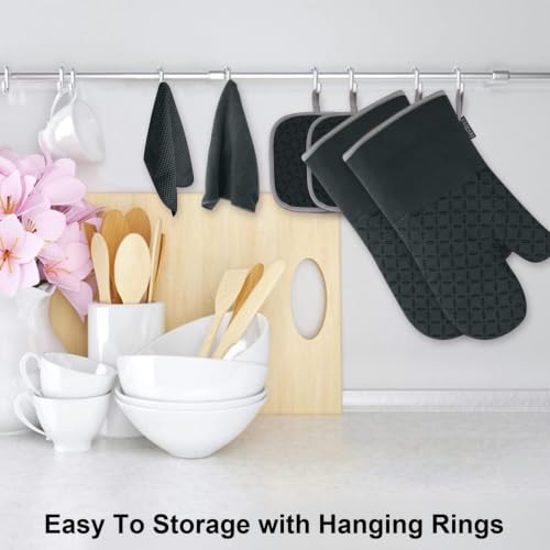 Oven Mitts and Pot Holders 6pcs Set (Deep Green)