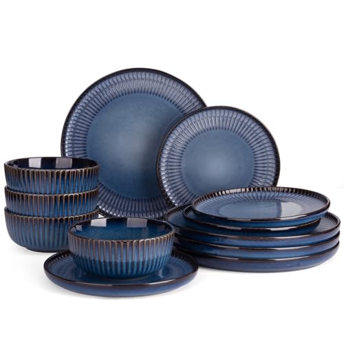 Stoneware Dinnerware Sets for 4 (Starry Blue / Service for 4)