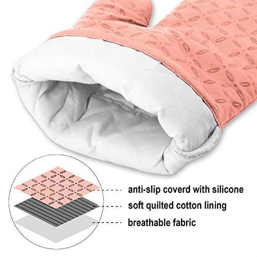 Oven Mitts and Pot Holders 6pcs Set (Pink)