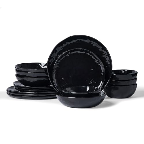 Porcelain Dinnerware Set for 4 (Glossy-black / Set(16pcs))