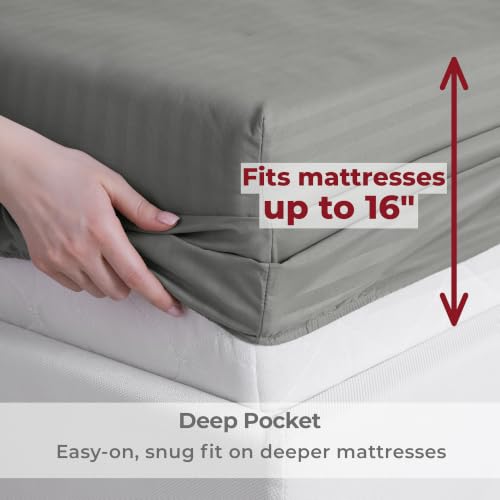Iconic 4-PC, Ultra Soft Sheet Set (Cal King, Striped Gray/Silver) (2364 Striped – Gray / Silver / California King)