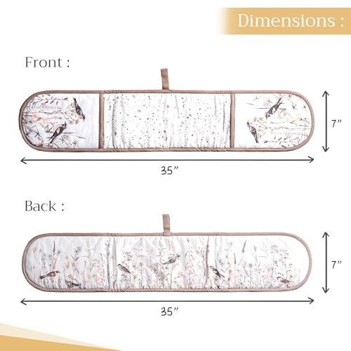 Double Oven Mitts 100% Cotton Double Oven Glove (058 - Meadow Florals - Brown / 7" x 35" (Double Oven Mitt))
