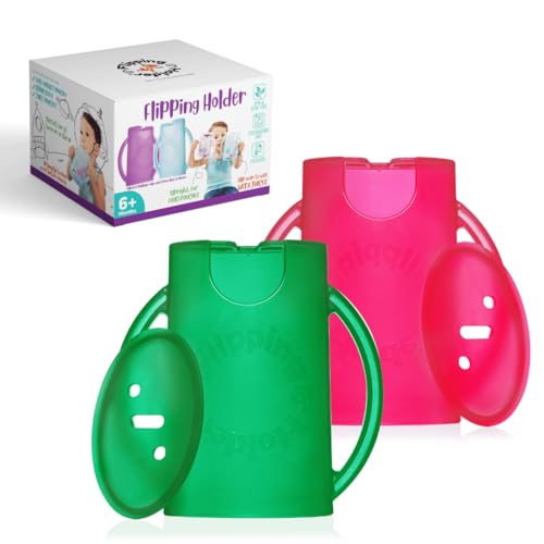 Squeeze Proof Food Pouch Holder for Toddlers (Green & Pink)