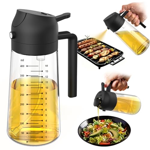 16oz 470ml Glass Olive Oil Sprayer for Cooking (Black)