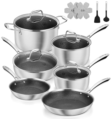 Triply Stainless Steel Cookware Set 14Pcs (Black / 14 Pcs)