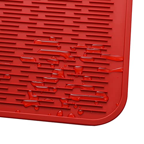 Silicone Dish Drying Mat for Multiple Usage (Red / 28"L x 18"W)