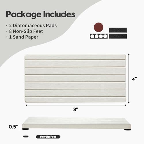 2 Pack Greige Bathroom Sink Vanity Trays (2pcs - 8"x 3.8" - Beige)