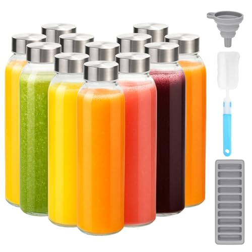 18 oz Glass Water Bottles with Stainless Steel Lids
