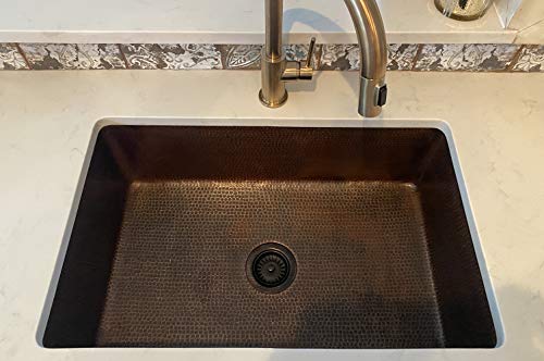 KSDB30199 30 Inch Hammered Copper Kitchen Single Basin Sink (30" x 19" x 9")