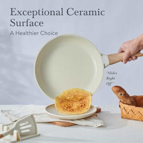 22 Piece Ceramic Cookware Set with Utensils (White)