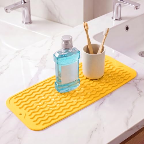 Silicone Dish Drying Mat for Multiple Usage (Yellow / 17"L x 6"W)