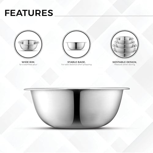 Premium Stainless Steel Mixing Bowls (5 Count)