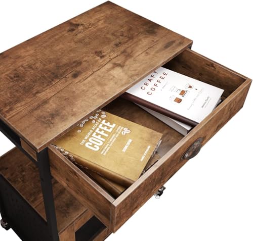 Coffee Bar Cart Cabinet (Rustic Brown)