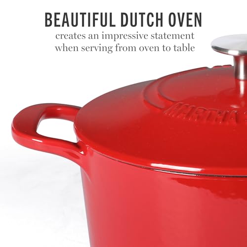 Gatwick 4 Quart Enamel Cast Iron Dutch Oven (Red / 4-Quart)