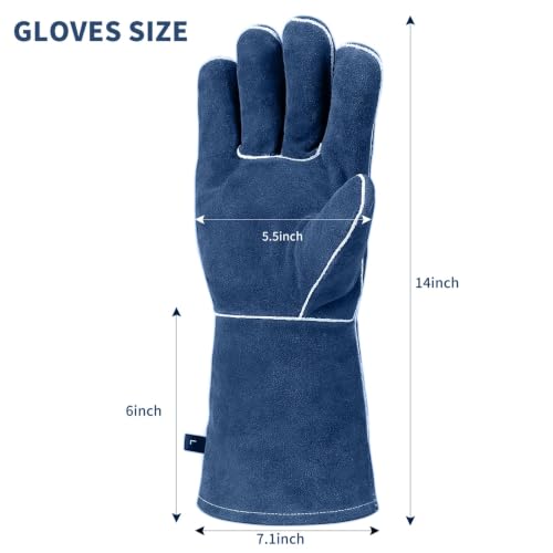 14 Inch Welding Gloves (14" L-Blue)