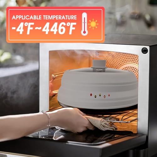 Microwave Splatter Cover Glass Microwave Cover for Food Collapsible Splatter Guard Lid with Silicone Handle for Pot Plate Bowl 10.8 Inch Gray (Grey / 10.8Inch)