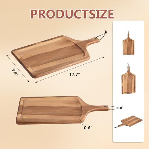 Acacia Wood Cutting Board with Handle (17.7"L x 9.8"W)